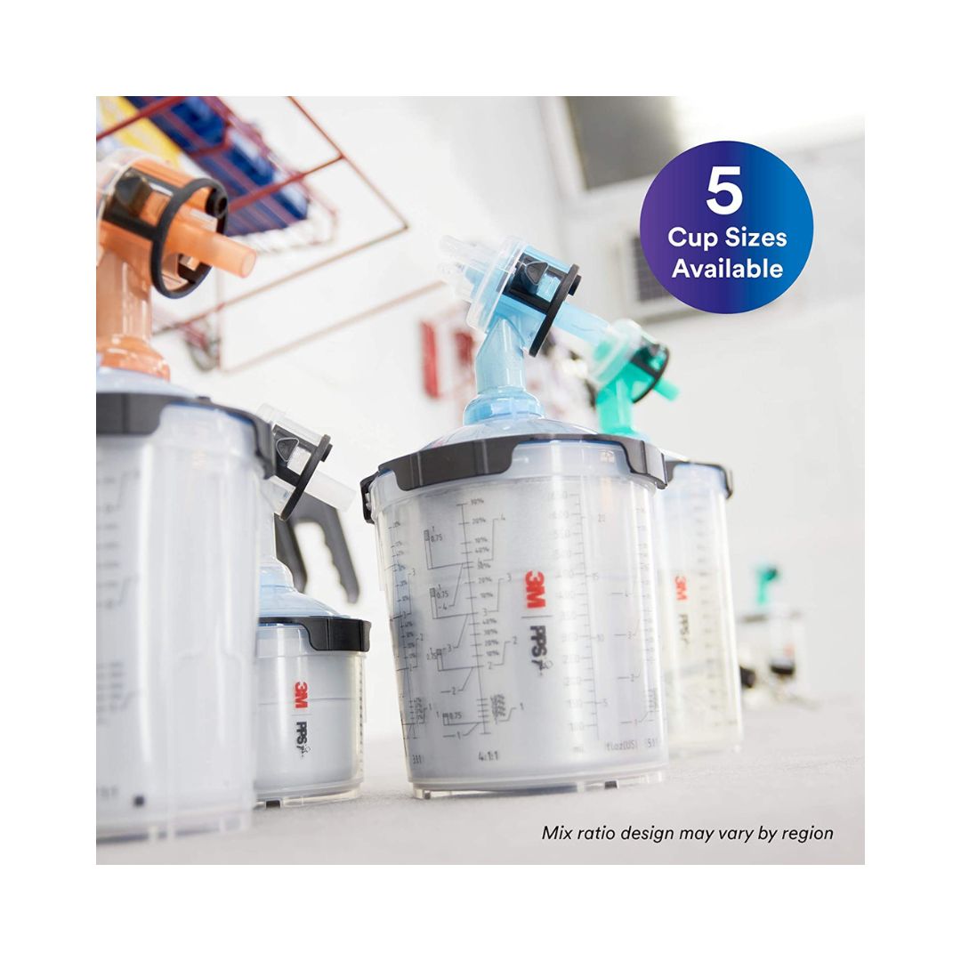 3M PPS Series 2.0 spray cup system available in multiple cup sizes for professional paint spraying