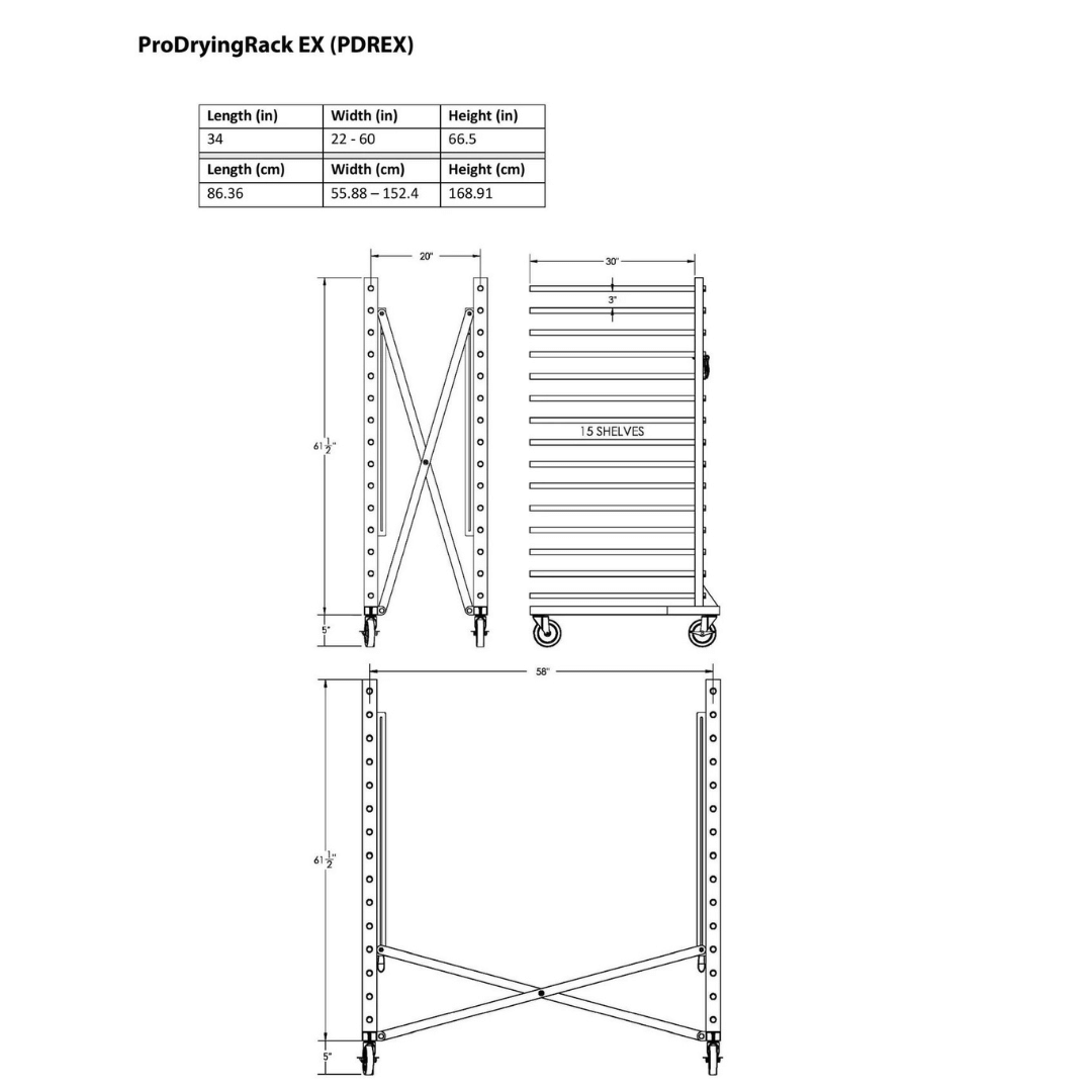 Paintline PDREX 15-Shelf Expandable Pro Drying Rack Product Details
