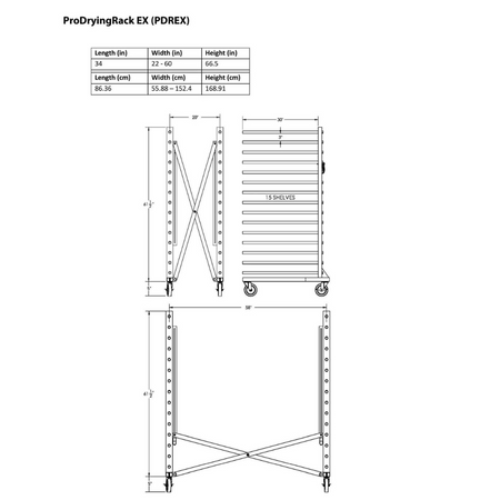 Paintline PDREX 15-Shelf Expandable Pro Drying Rack Product Details