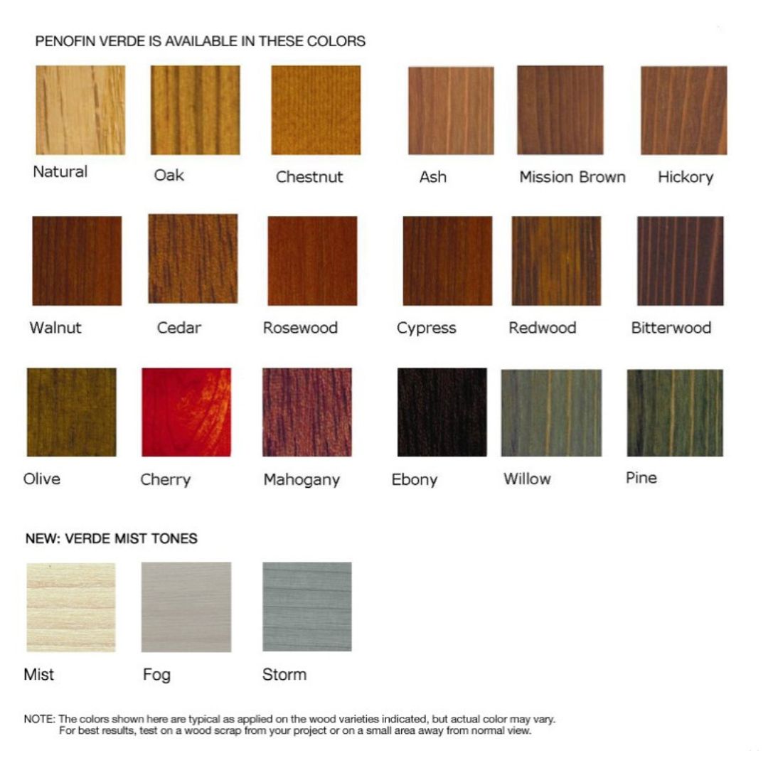 Penofin Verde Colour Chart - The Paint People