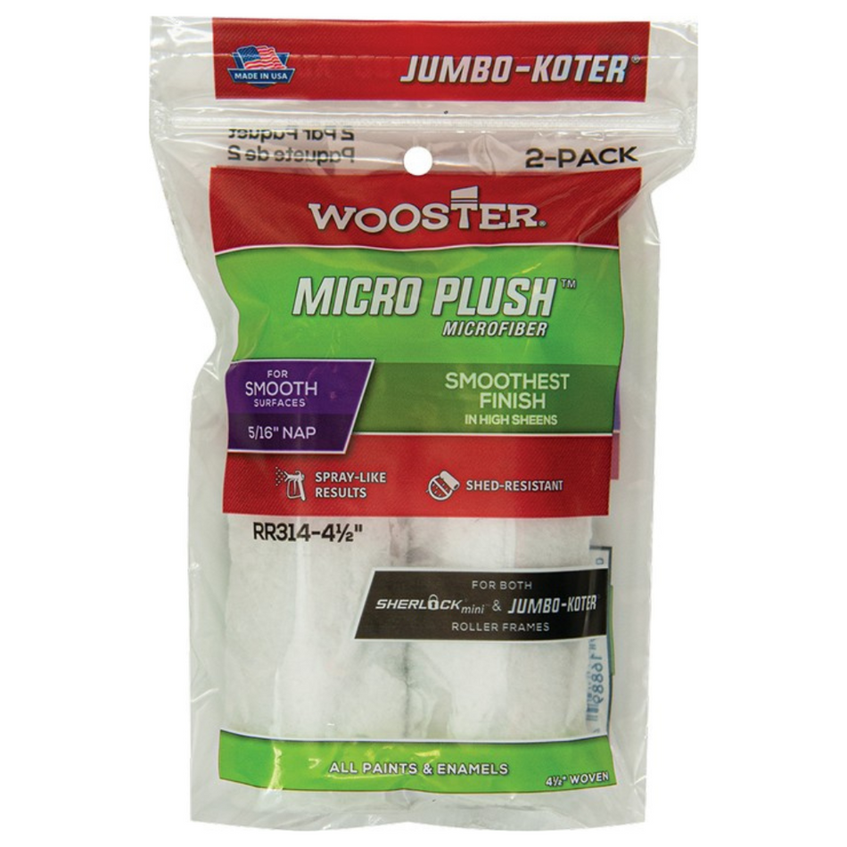 Wooster RR314 Micro Plush Mini Roller Covers 4-1/2" x 5/16"