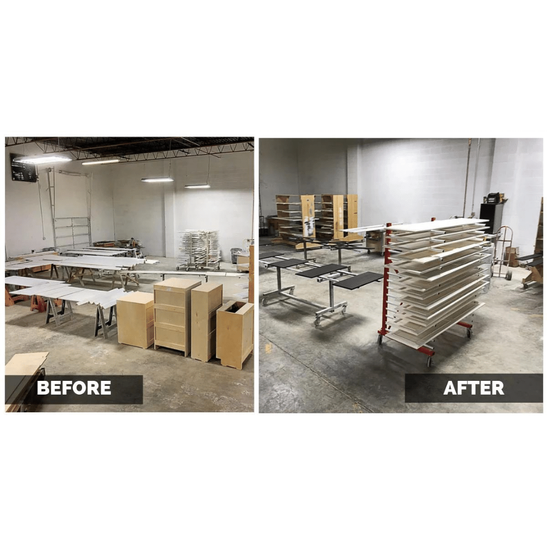 befor and after using Paintline Pro Drying Rack