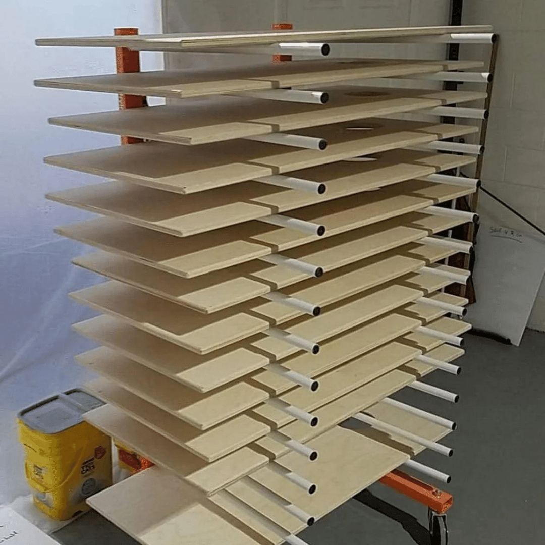 painted parts kept into Paintline Pro Drying Rack