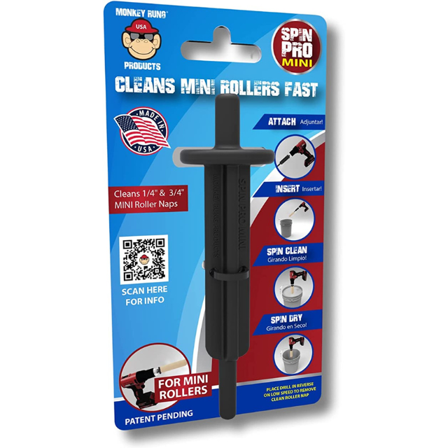 Monkey Rung Spin Pro Mini Paint Roller Cleaner Tool Fits 1/4" to 3/4" inch Rollers - The Paint People
