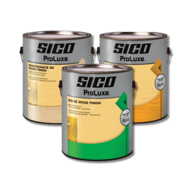 three cans of Sico ProLuxe stain